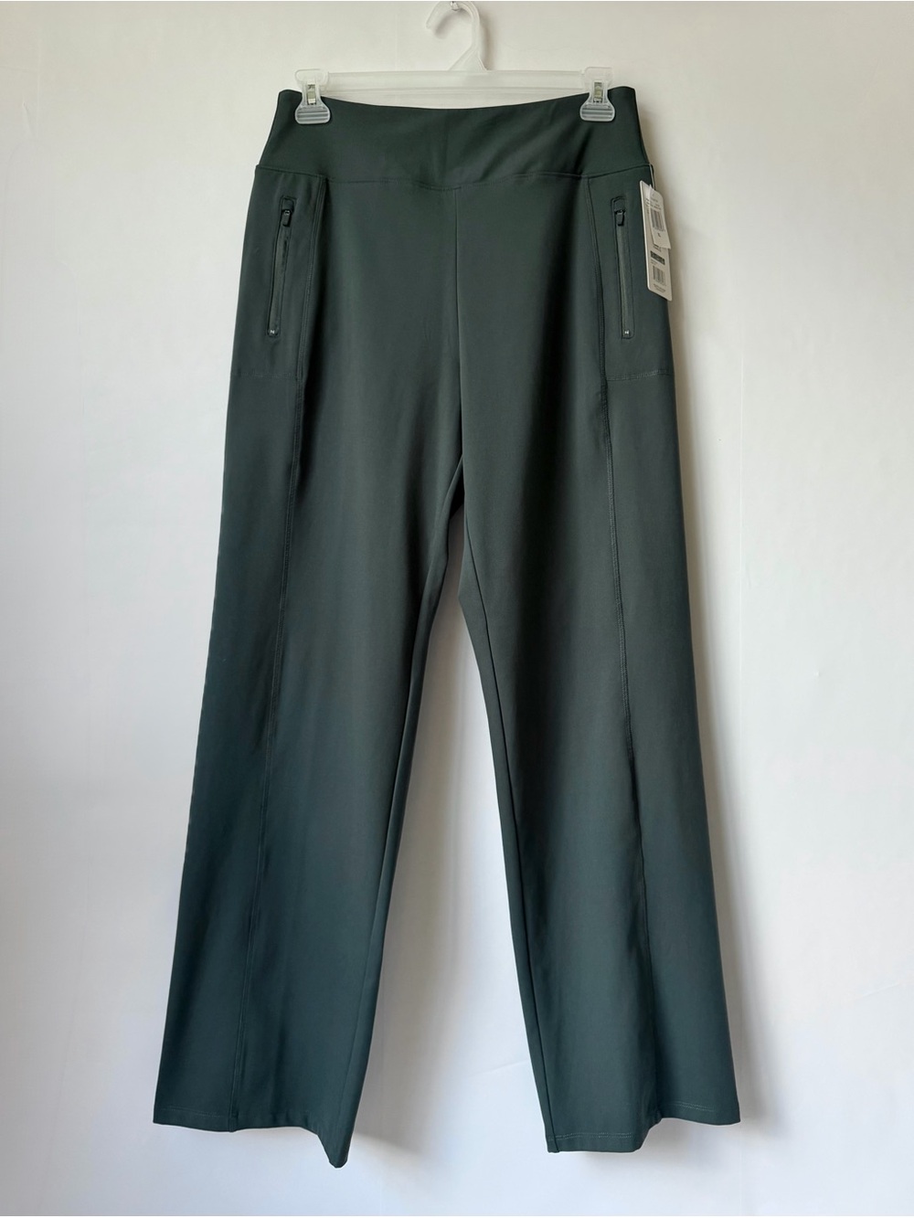 Marika Travel & Commute Wide Leg Pants XL Green High Rise Stretch Zip Pocket NWT - Picture 2 of 16